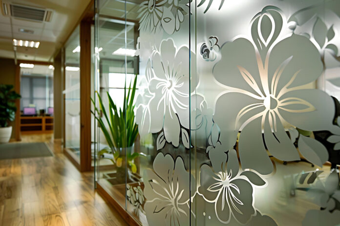Ścianka szklana z naadrukiem w biurze Ścianka szklana z naadrukiem w biurze